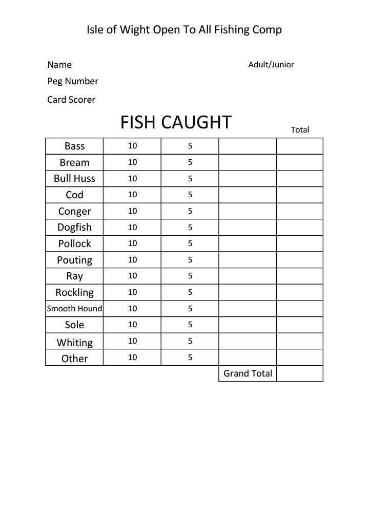 Entry to Fishing Comp